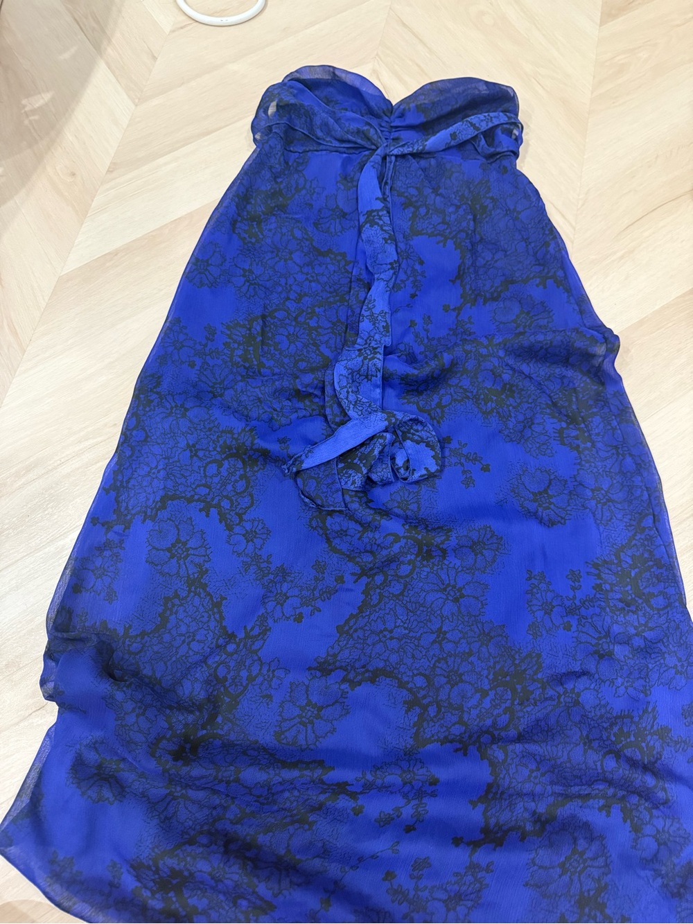 Fire Los Angeles Black & Royal Blue Strapless Lace-Overlay Dress